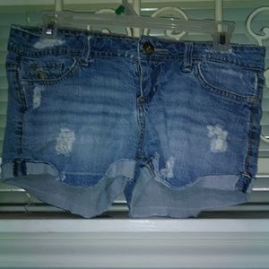 Blue faded denim Daisy Dukes